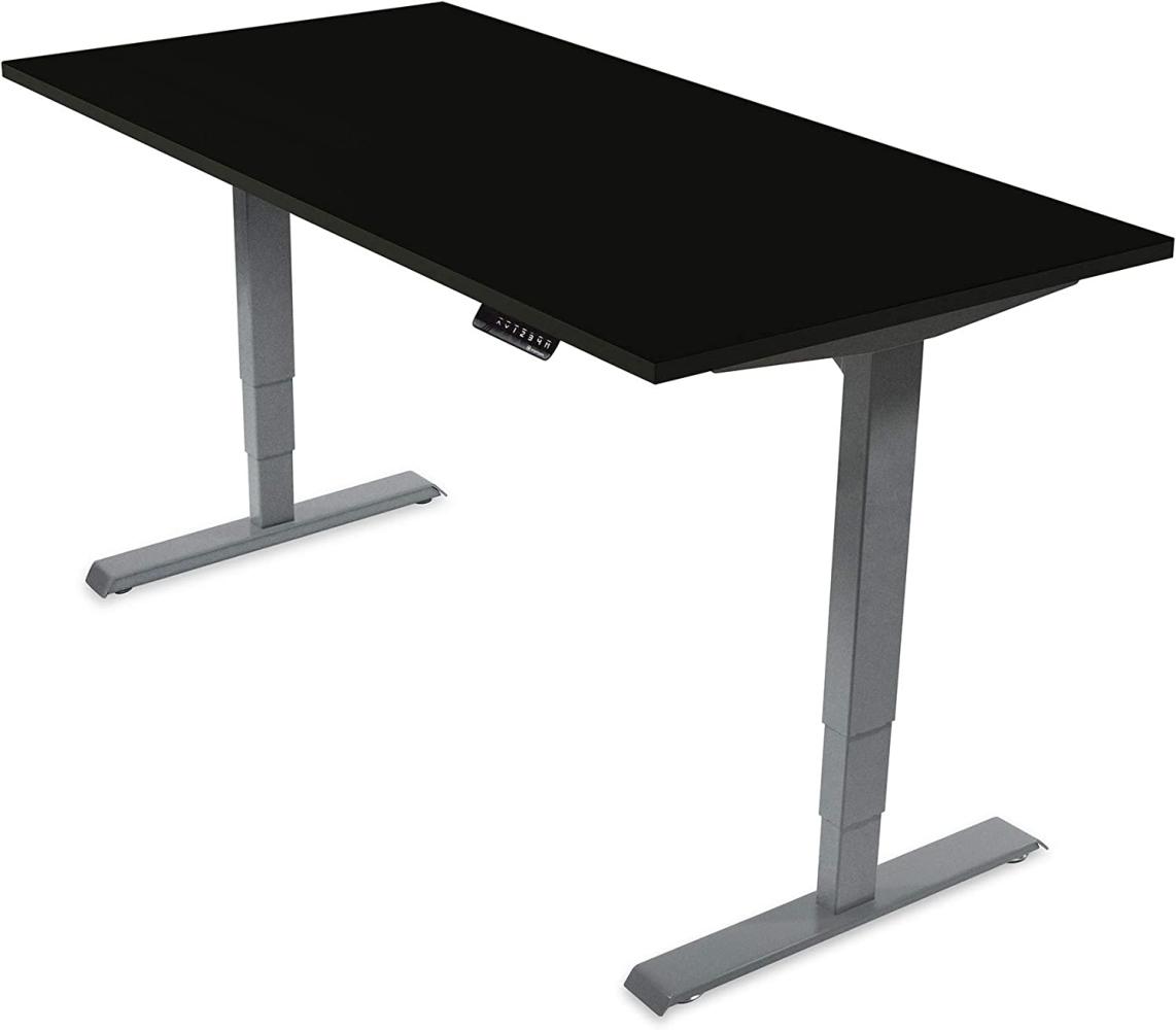 Desktopia Pro - Elektrisch höhenverstellbarer Schreibtisch / Ergonomischer Tisch mit Memory-Funktion, 5 Jahre Garantie - (Schwarz, 180x80 cm, Gestell Grau) Bild 1