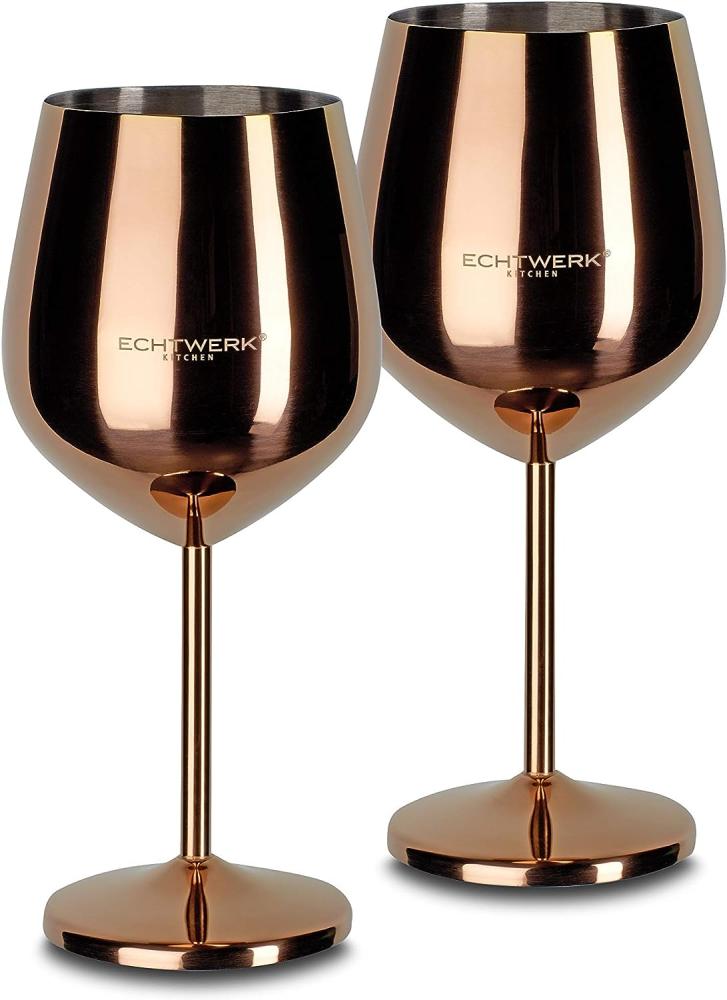 Echtwerk Weinglaser bruchsichere Weingläser-Weinkelche aus Edelstahl 2tlg, 21x 7,3cm, 0,5L Kupfer (39900102582) Bild 1