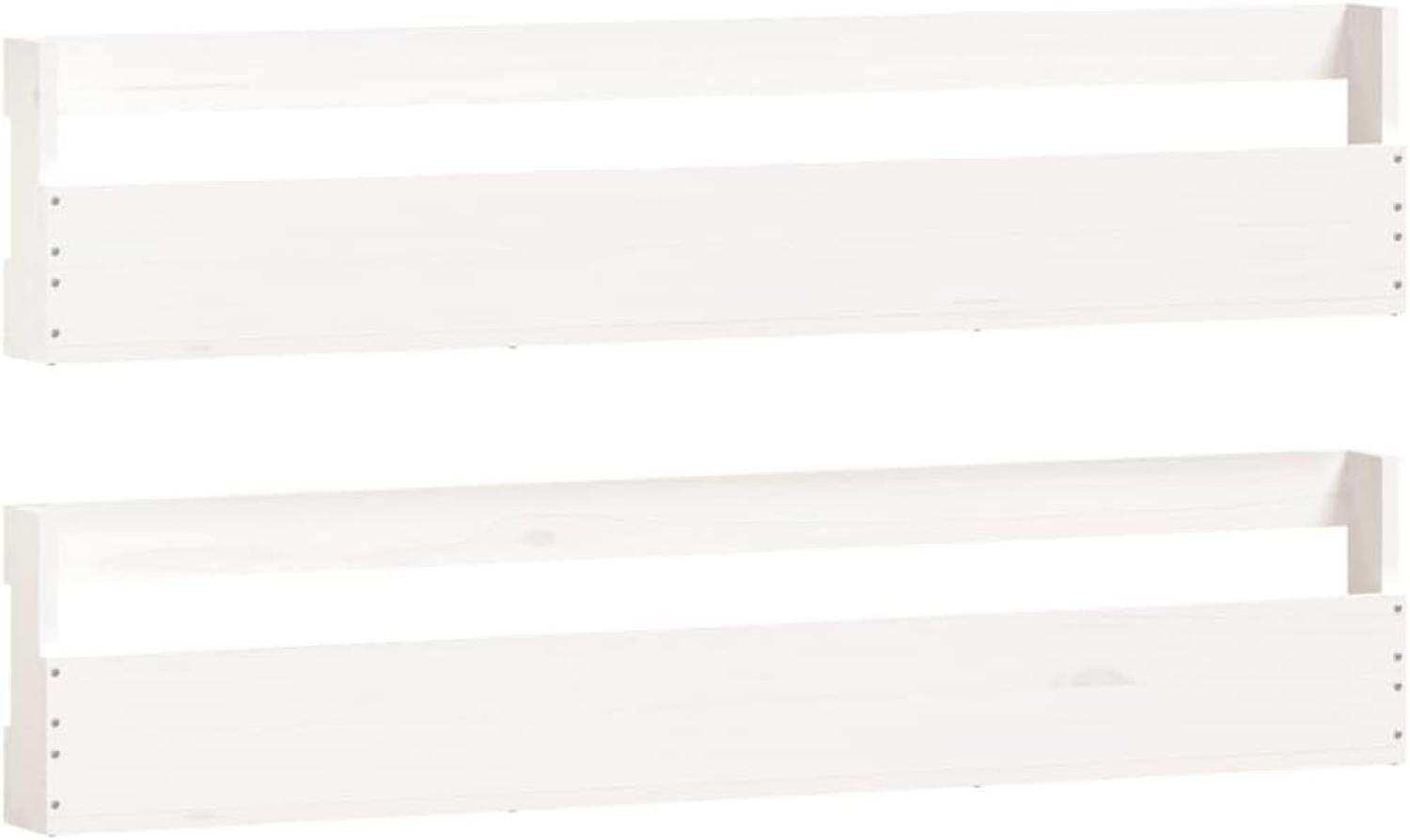 Wand-Schuhregale 2 Stk. Weiß 110x9x23 cm Massivholz Kiefer Bild 1
