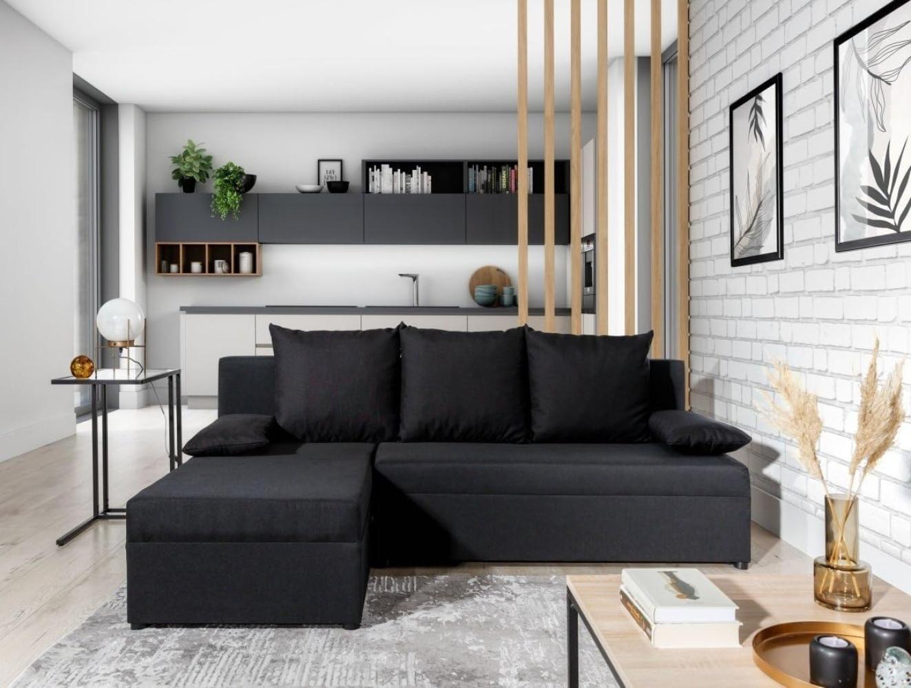 Designer Sofa Cali mit Stauraum und Schlaffunktion Schwarz Links Bild 1