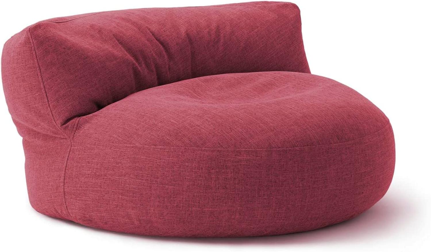 Lumaland Interior Line Sitzsack-Lounge, Rundes Sitzsack-Sofa für drinnen, 320l Füllung, 90 x 50 cm, Leinen Look and Feel, Rot Bild 1