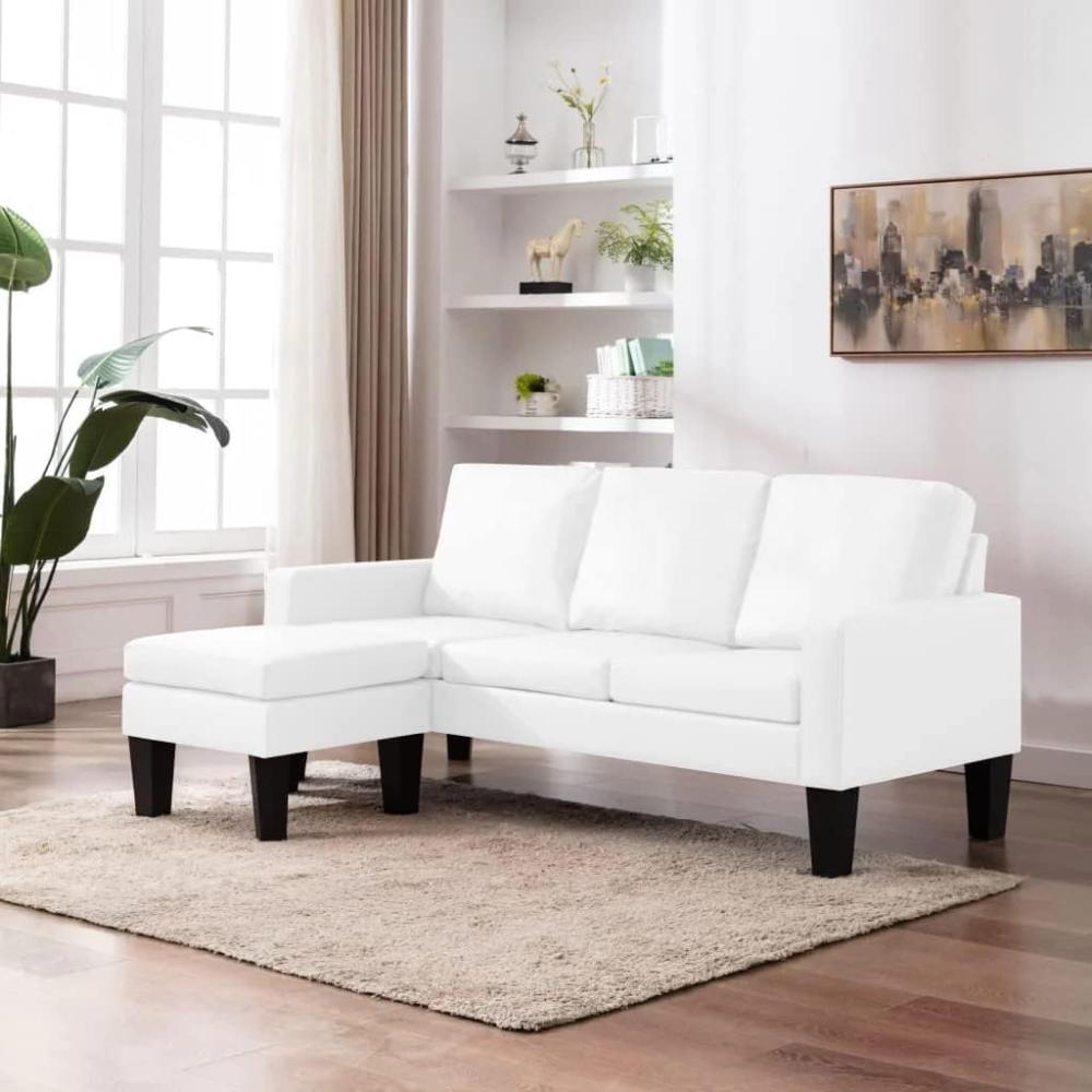 vidaXL 3-Sitzer-Sofa mit Hocker Weiß Kunstleder Bild 1