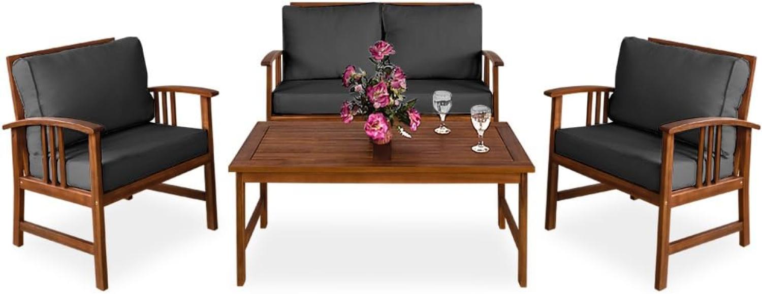 Casaria Lounge Atlas Auflagen Akazienholz aus FSC®-zertifizierter nachhaltiger Waldwirtschaft Sitzgruppe Bank Tisch Gartenmöbel Sitzgarnitur Set Anthrazit Bild 1