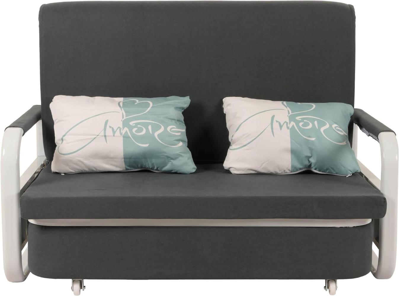 Schlafsofa HWC-M83, Schlafcouch Couch Sofa, Schlaffunktion Bettkasten Liegefläche, 130x185cm ~ Stoff/Textil dunkelgrau Bild 1