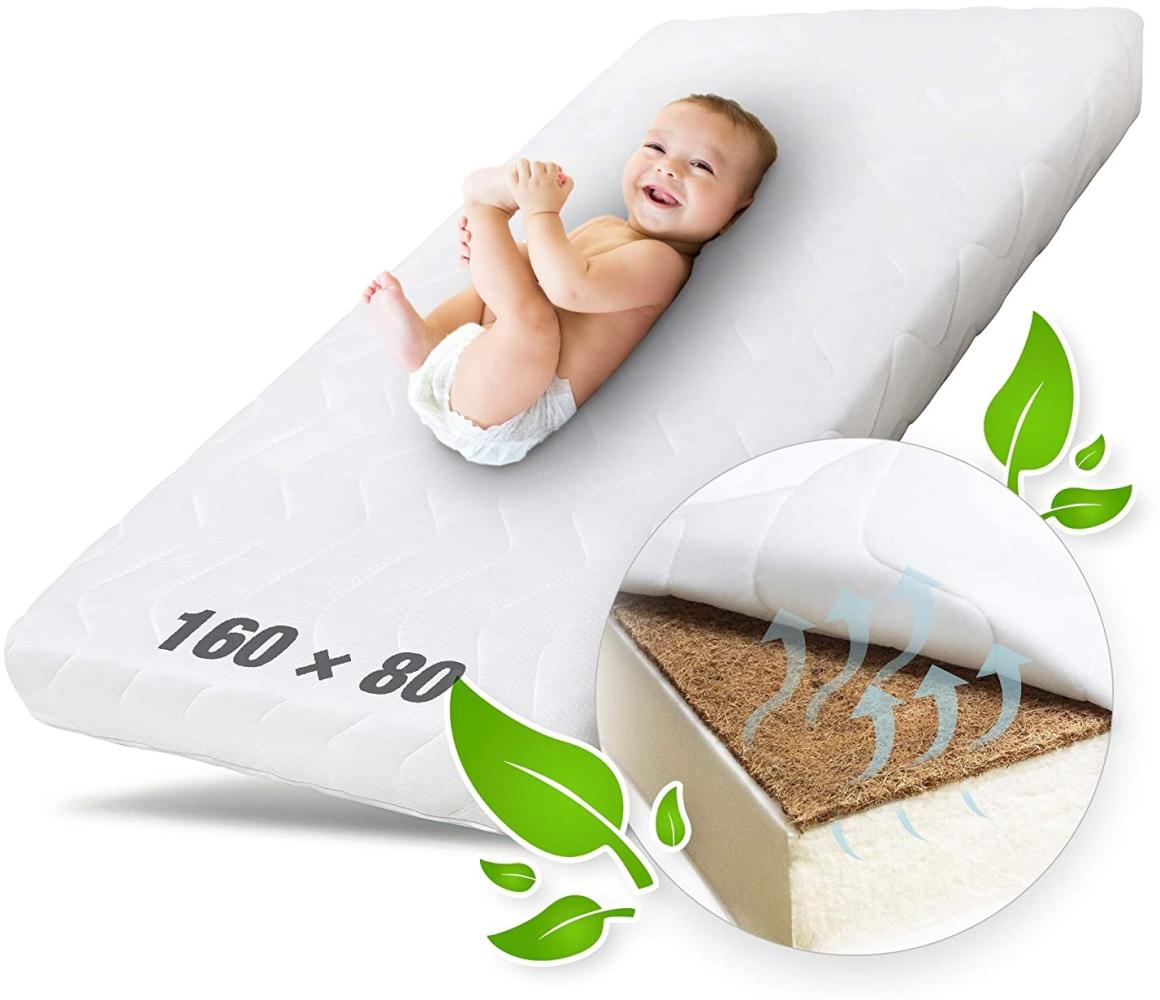Ehrenkind® Kindermatratze Kokos | Baby Matratze 80x160 | Babymatratze 80x160 mit hochwertigem Schaum, Kokosplatte und Hygienebezug Bild 1