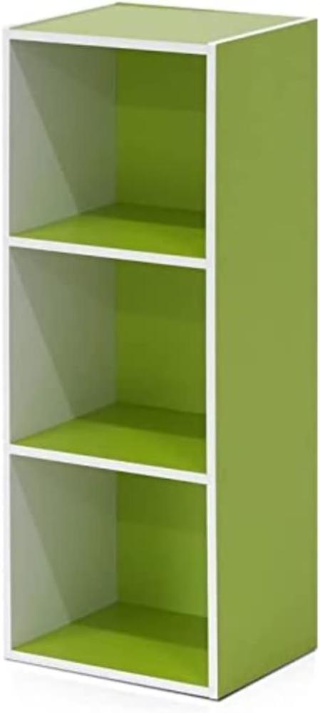 Furinno offenes Bücherregal mit 3 Fächern, holz, Weiß/Grün, 30. 5 x 23. 6 x 80. 0 cm Bild 1
