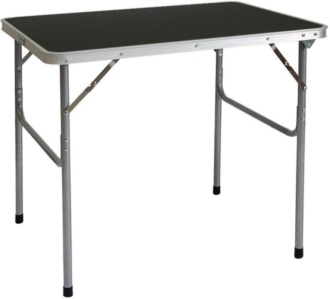 AMANKA Campingtisch Aluminium Klapptisch 60x80x70cm Stahlrahmen MDF-Tischplatte Dunkelgrau praktisches Kofferformat schwarz Bild 1