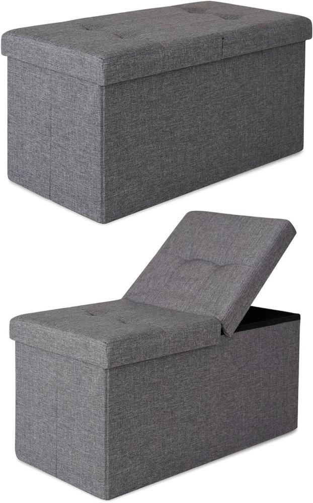 dibea Sitzbank mit Klappdeckel, Leinen 76x38x38 cm grau Bild 1