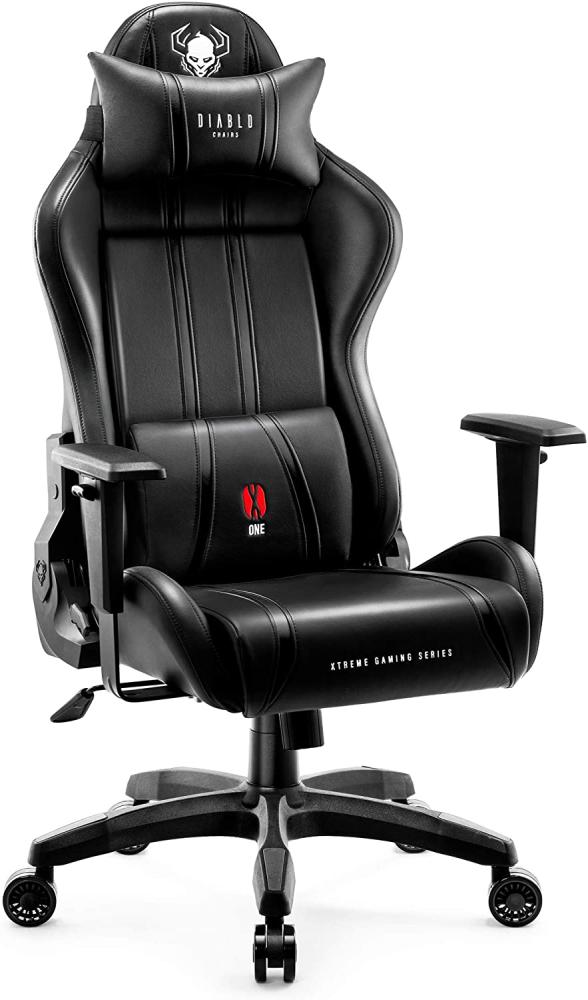 Diablo X-One 2. 0 Gaming Stuhl Bürostuhl Schreibtischstuhl Verstellbare Armlehnen Ergonomisches Design Nacken/-Lendenkissen Schwarz King (XL) Bild 1