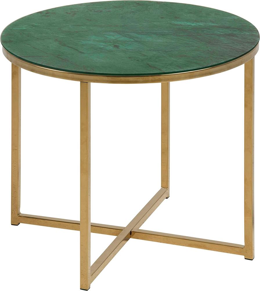 Alisma Ecktisch Ø50 grün Marmordruck Tisch Beistelltisch Couchtisch Sofatisch Bild 1