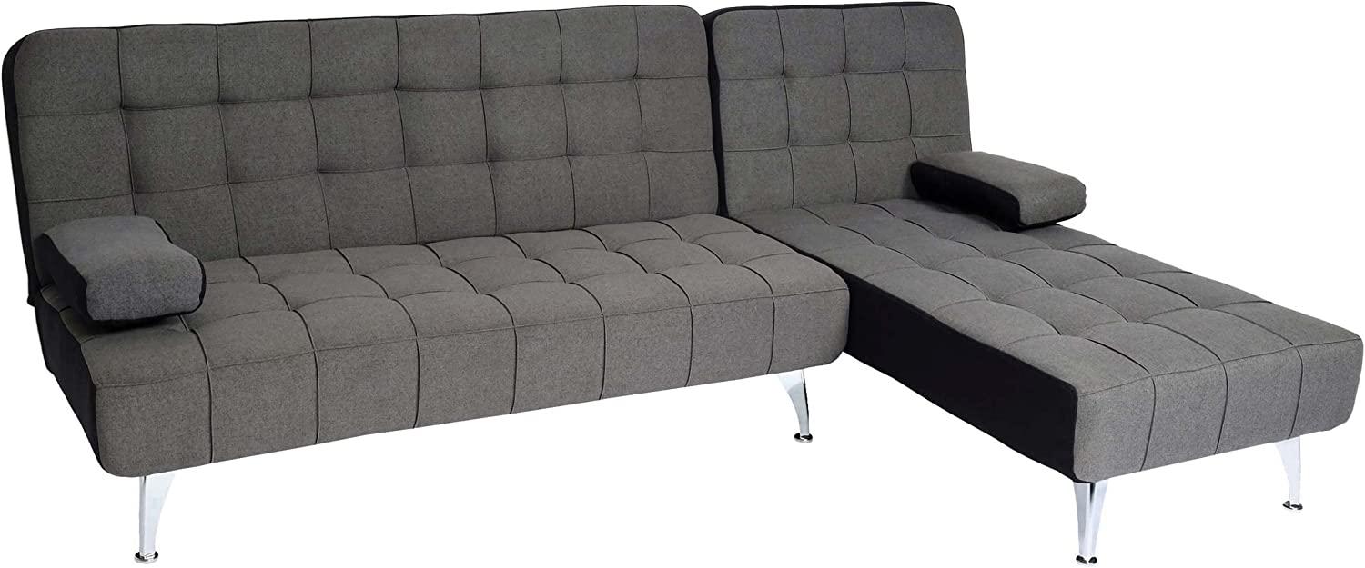 Schlafsofa HWC-K22, Couch Ecksofa Sofa, Liegefläche links/rechts Schlaffunktion 236cm ~ Stoff/Textil dunkelgrau, schwarz Bild 1