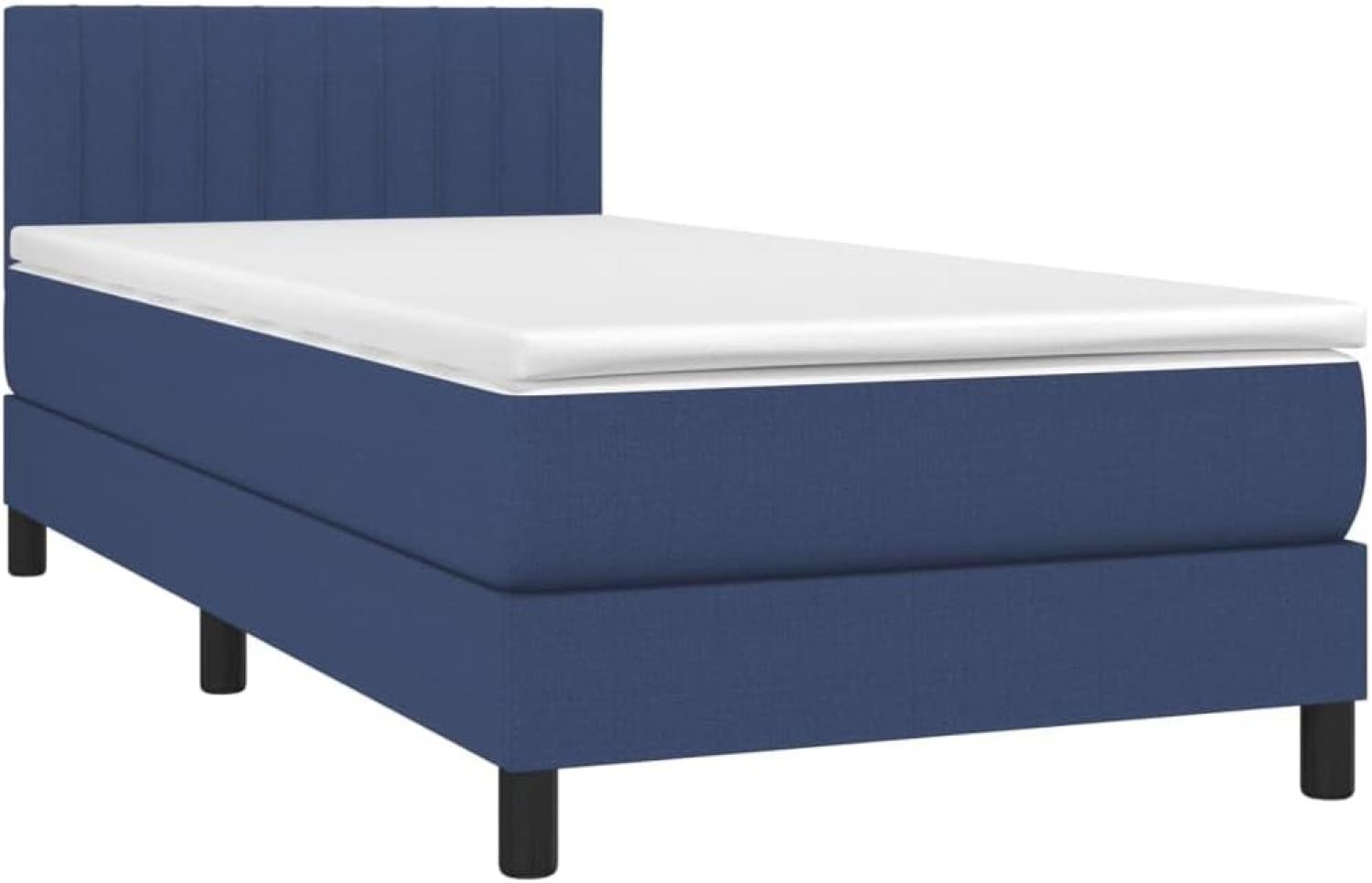 Boxspringbett mit Matratze & LED Blau 90x200 cm Stoff (Farbe: Blau) Bild 1