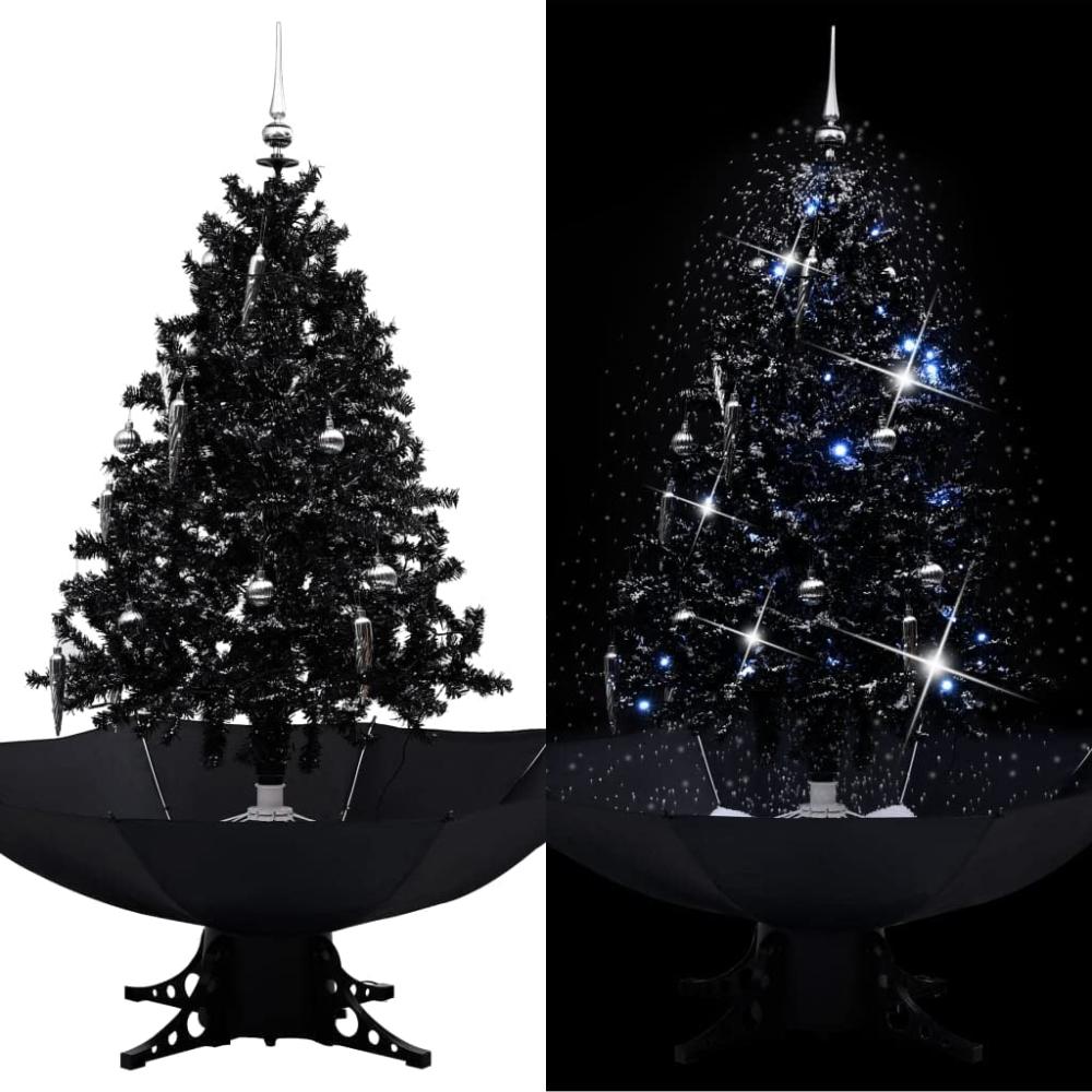 vidaXL Schneiender Weihnachtsbaum mit Schirmfuß Schwarz 140 cm PVC Bild 1