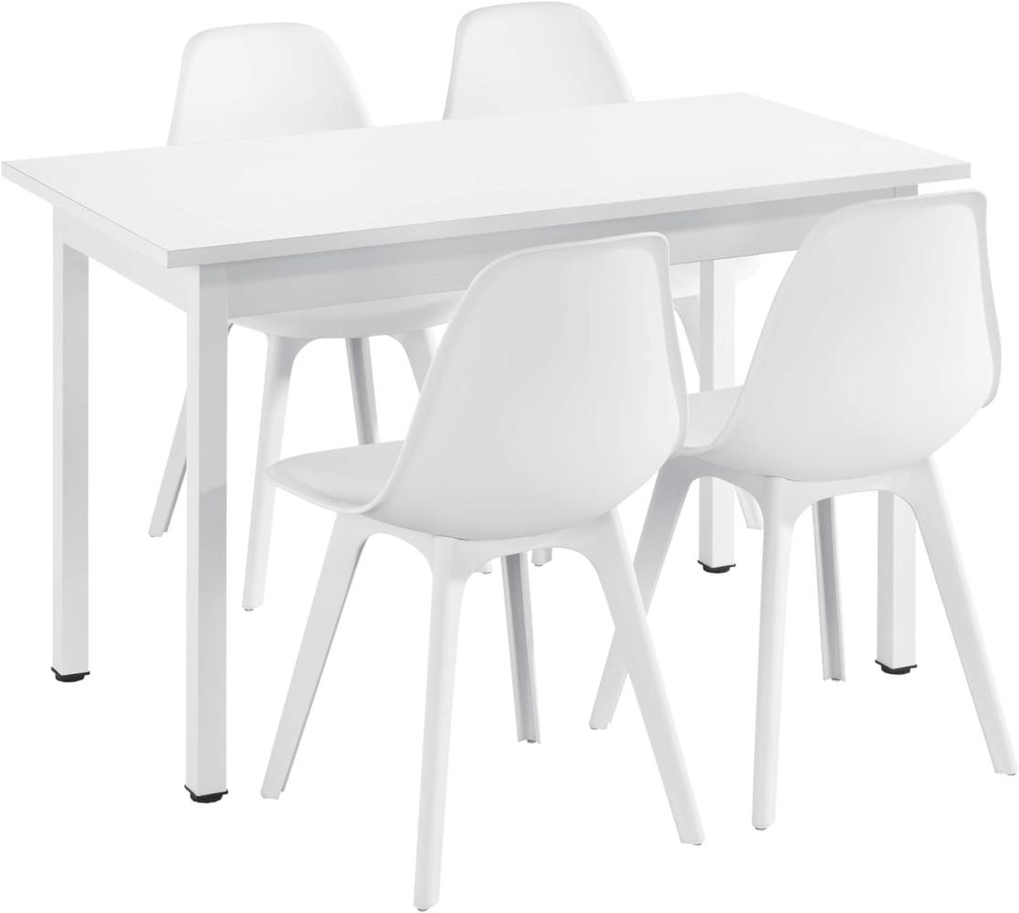 Esstisch Horten 120x60 cm Weiß 4 Stühle Weiß Bild 1