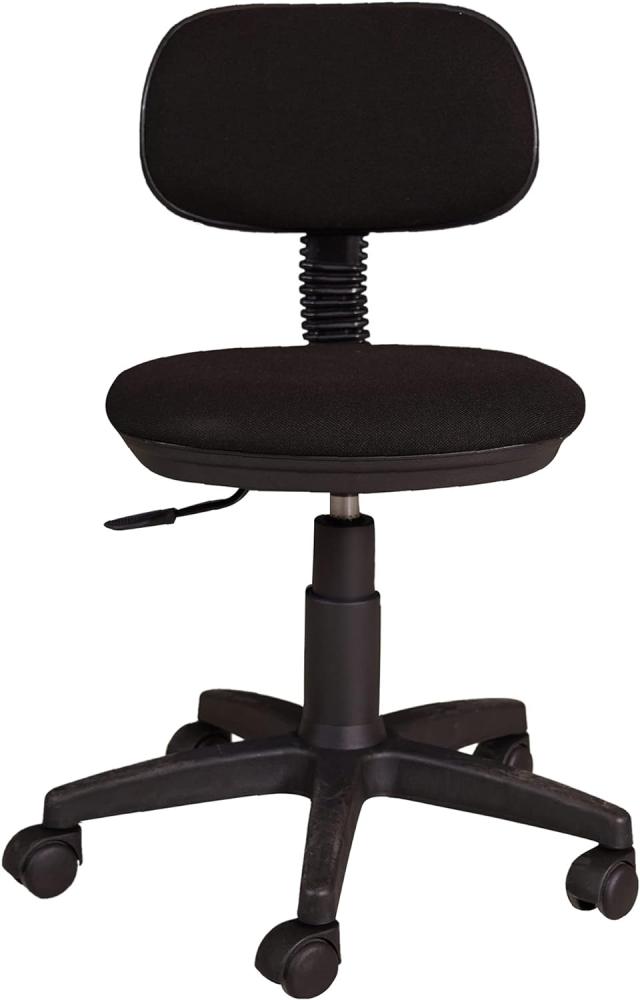 Dmora Bürostuhl auf Rädern, Liftstuhl, Gepolsterter Stoffstuhl, 58x53h77 / 87 cm, schwarze Farbe Bild 1