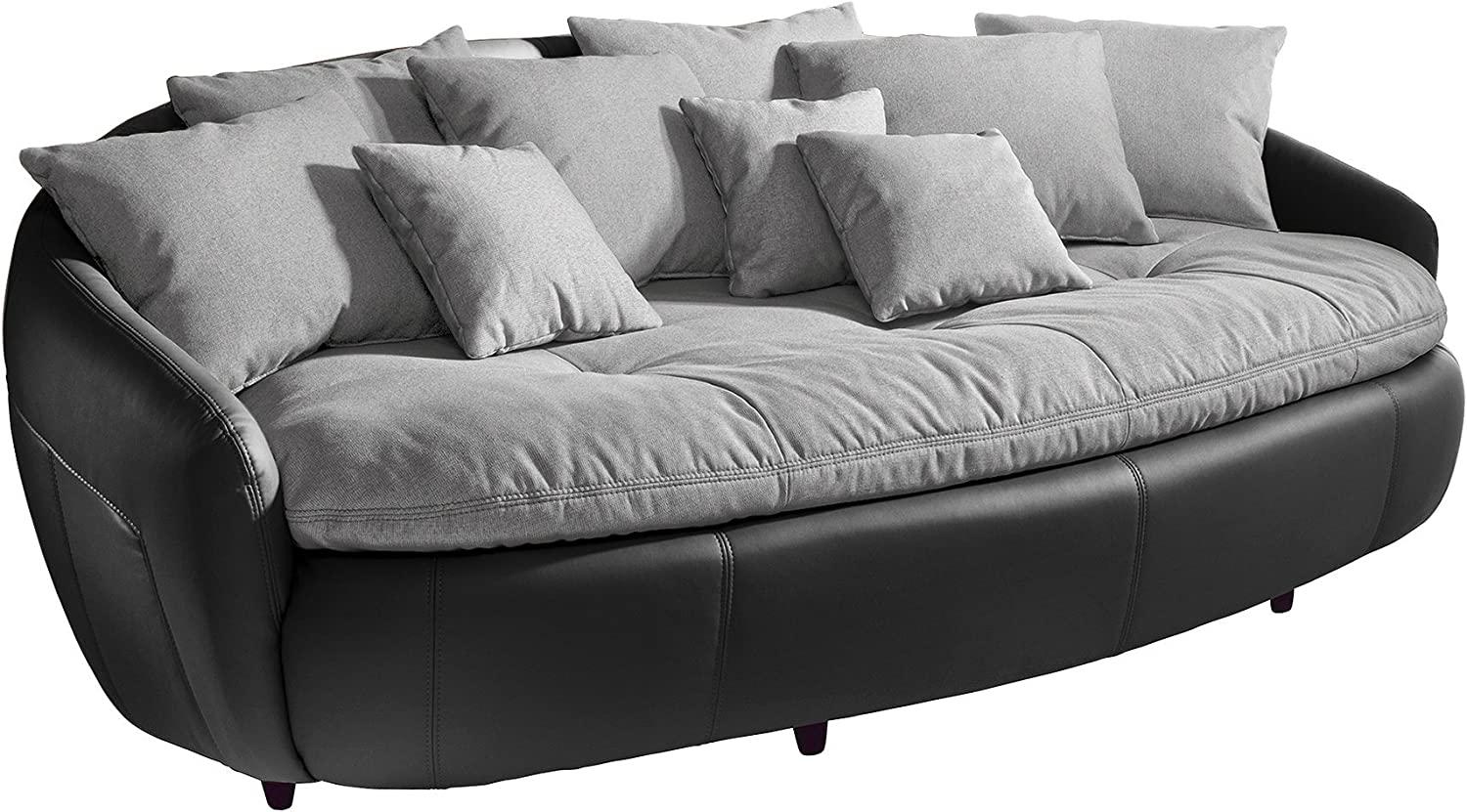 Mivano Megasofa Aruba / Großes Big Sofa mit Kissen / 238 x 80 x 140 / Materialmix Schwarz-Grau Bild 1