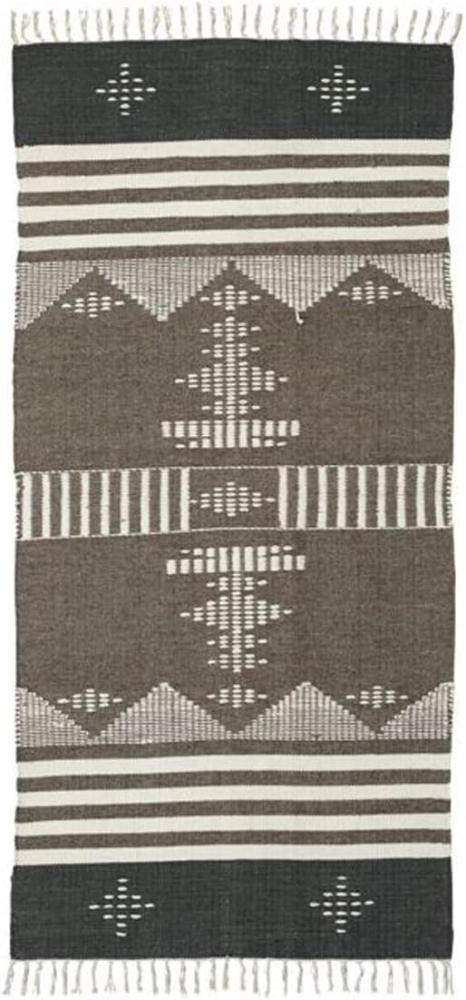 Teppich Coto im Indie Stil aus Wolle und Baumwolle in Braun, 90 x 200 cm Bild 1