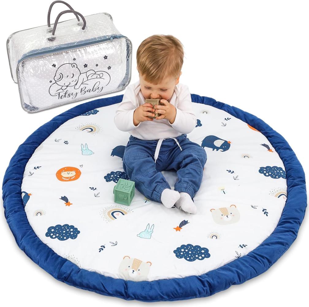 Bodenkissen Kinder 100 cm - Kuschelecke Kinderzimmer Boden Matratze Rund Krabbeldecke für Baby Gepolstert Regenbogen Bild 1