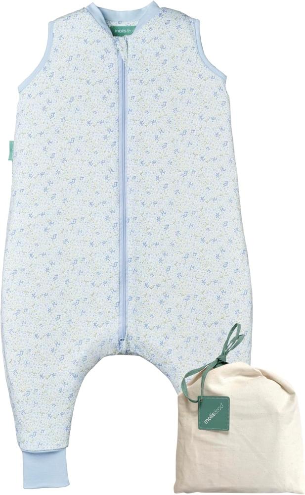 molis&co - Baby Schlafsack mit Füßen - Ideal für Frühling und Herbst - Babyschlafsack mit Füßen 1 tog - Leicht gepolstert - 100% Baumwolle (Oeko-TEX 100), Premium Qualität - Blue Lily (80 cm) Bild 1