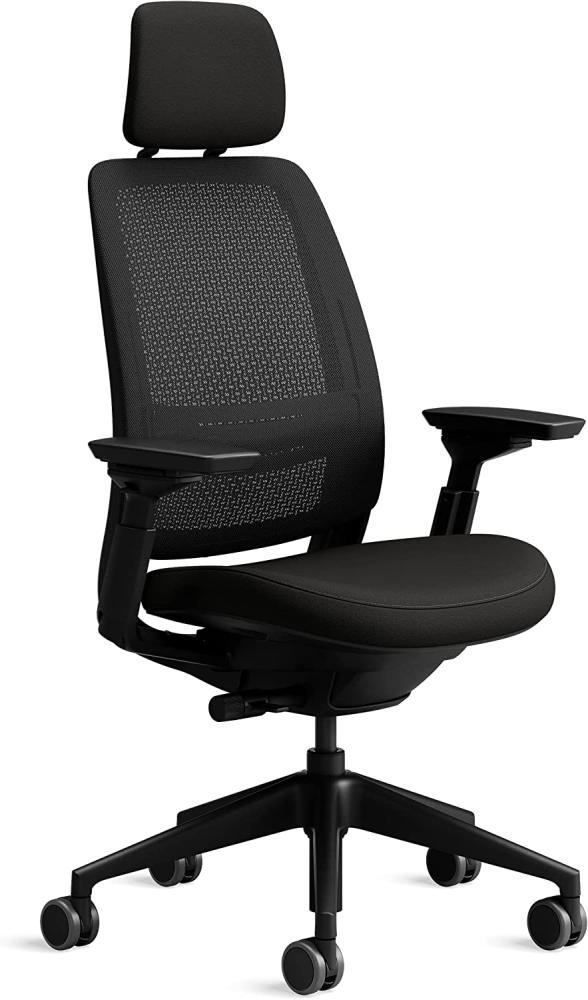 Steelcase Series 2 Bürostuhl mit Netzrücken in Schwarz und Sitzbezug in Onyx Schwarz mit Kopfstütze, 72 x 64 x 101cm Bild 1