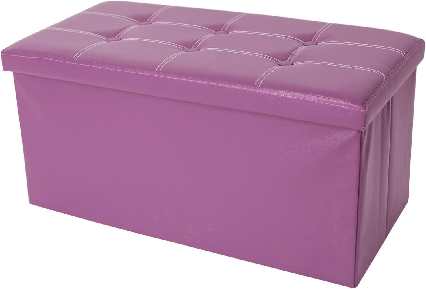 Rebecca Mobili Fußbank Puff, Aufbewahrungsbox mit Stauraum, rechteckige Sitzbank, Violett – Maße: 38 x 76 x 38 cm (HxLxB) - Art. RE4903 Bild 1