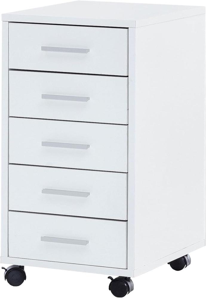 KADIMA DESIGN Schubladenschrank ITTER Holz - Rollcontainer mit 5 Schubladen für Büro und Zuhause. Farbe: Weiß Bild 1