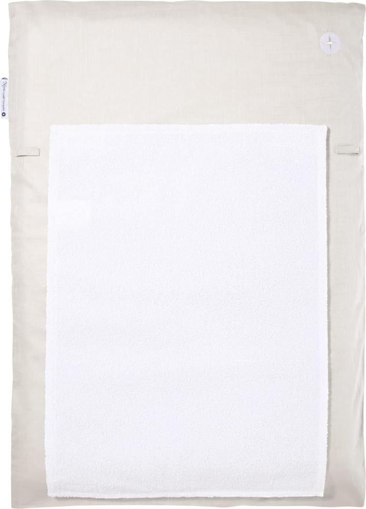 Wickelauflage 50x70 | Wickelunterlage Sand Beige | Wickelauflagenbezug inkl. abnehmbares Frottee Handtuch | Alternative zu Wickelauflage abwaschbar Bild 1