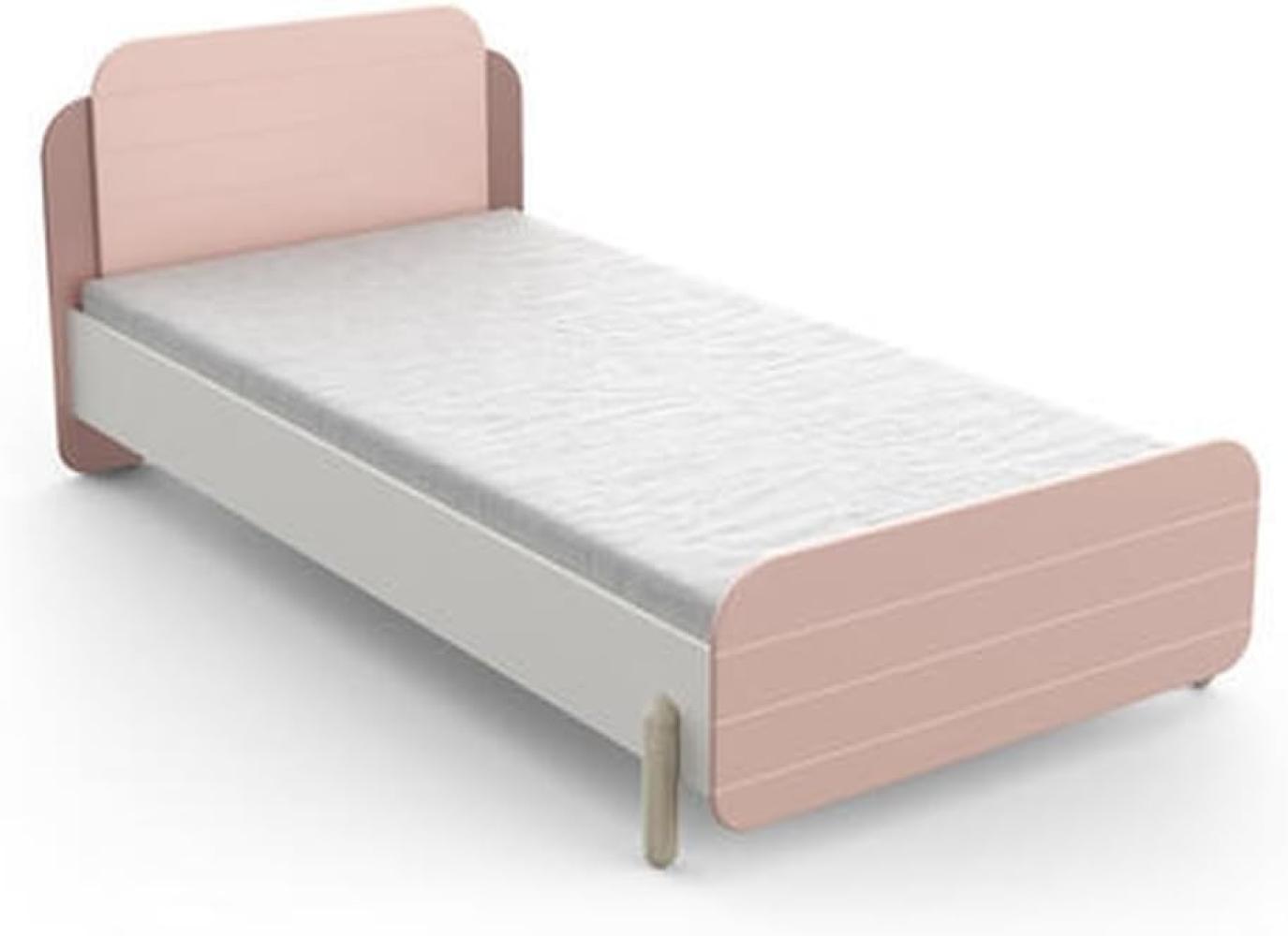 Kinderbett >Jade< in matt rosa/matt weiss aus Holzwerkstoff - 102x79x205 (BxHxT) Bild 1