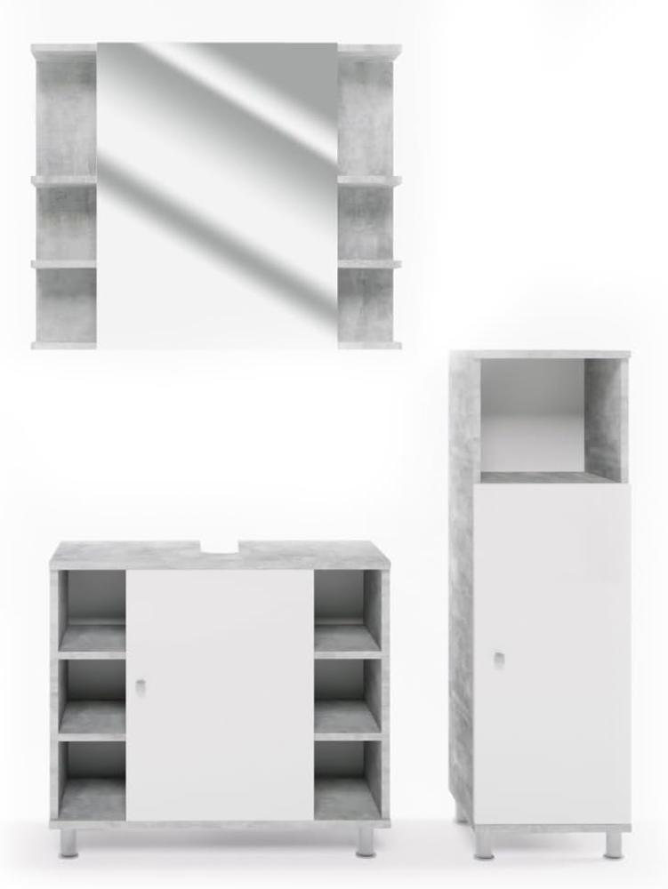 Vicco Badmöbel Set Fynn 3-teilig Grau Beton Bild 1