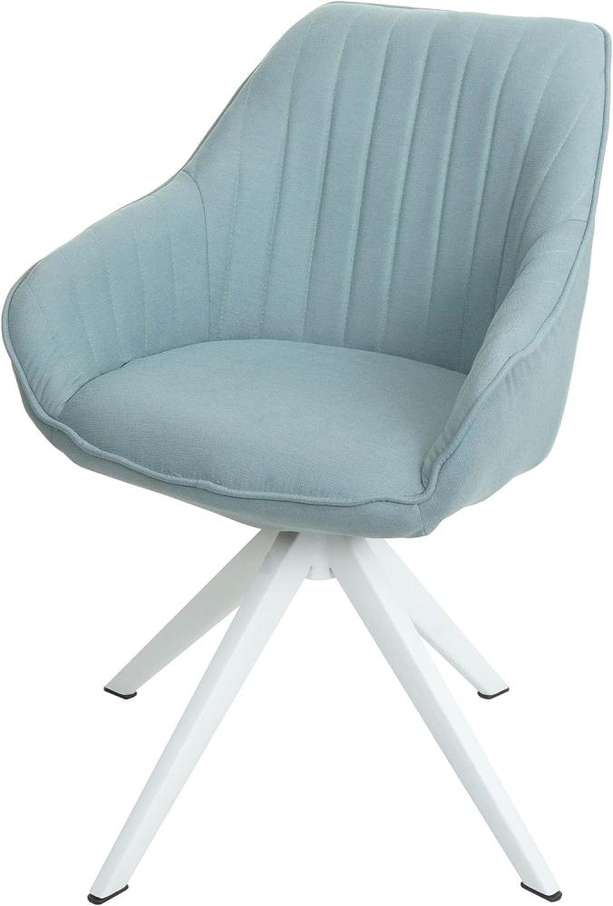 Esszimmerstuhl HWC-K27, Küchenstuhl Stuhl mit Armlehne, drehbar Stoff/Textil ~ mint-grün Bild 1