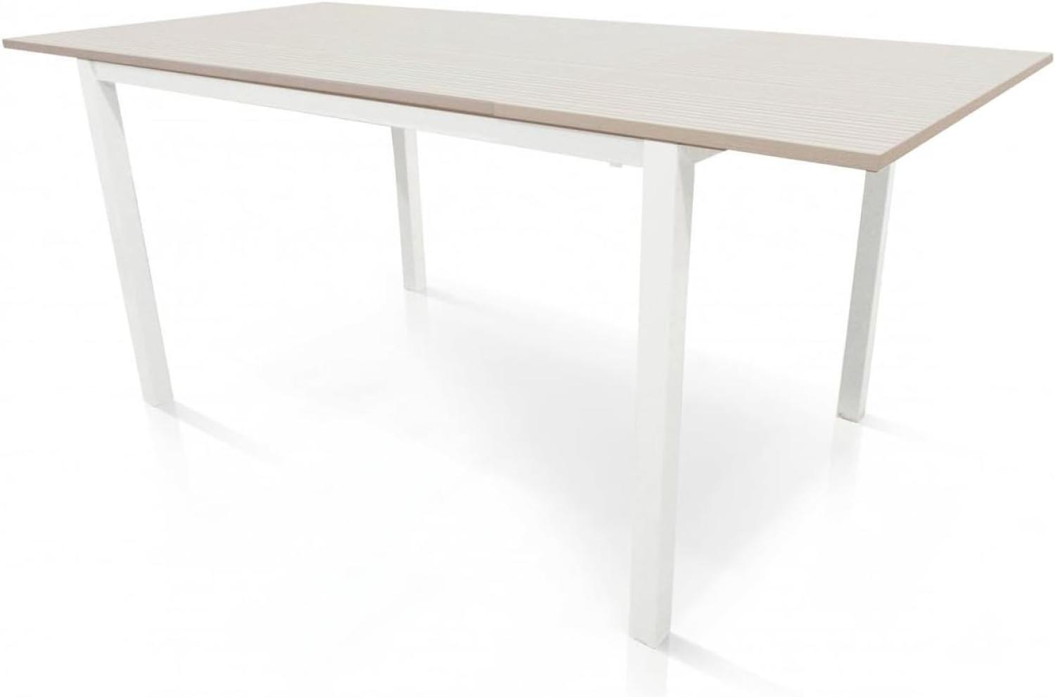 Dmora Ausziehbarer Tisch aus lackiertem Metall und Laminatplatte, weiße Farbe, 110 x 76 x 70 cm Bild 1