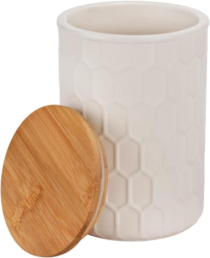 Aufbewahrungsdose Maya 0,9 L, FSC Vorratsdose aus Keramik mit Bambus-Deckel Bild 1