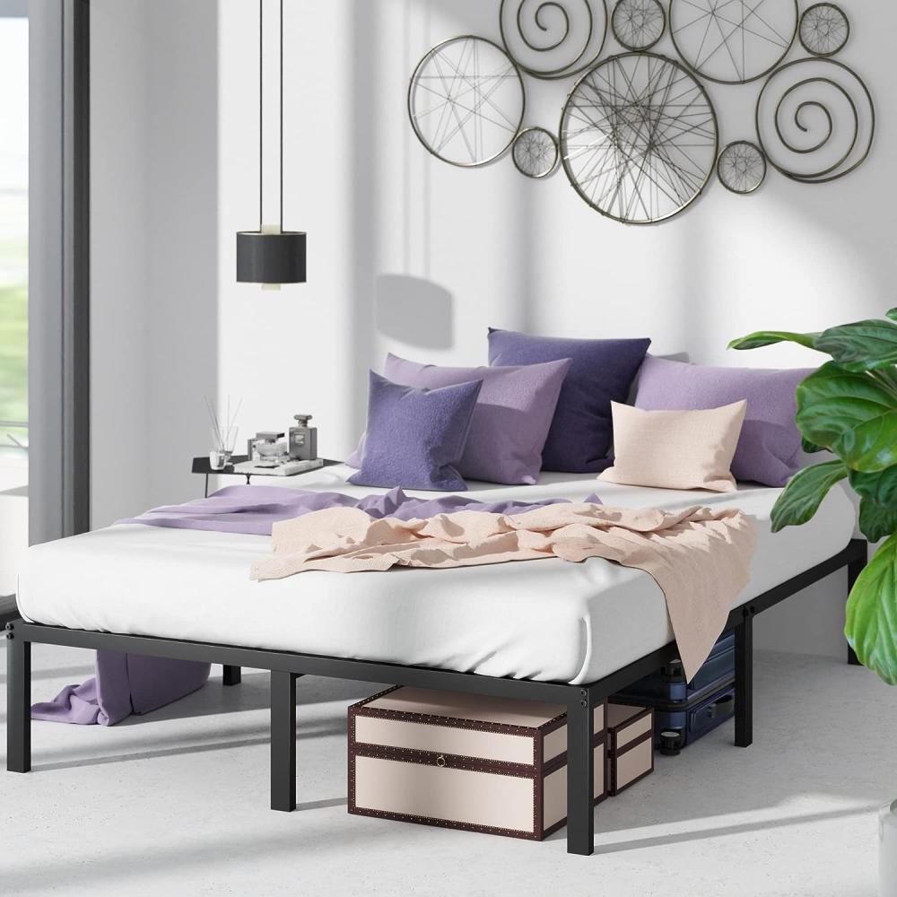 ZINUS Yelena Plattformbett aus Metall, 36 cm | Stahllattenrost | Einfache Montage | Stauraum unter dem Bett | 100 x 200 cm | Schwarz Bild 1