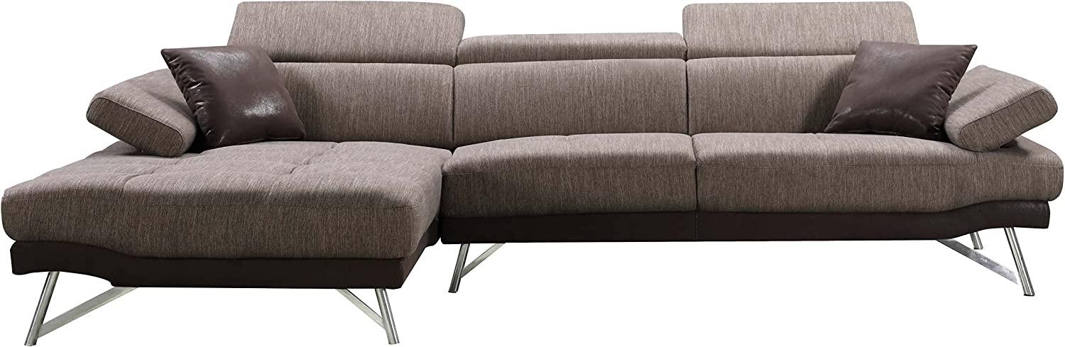 Sofa HWC-H92, Couch Ecksofa L-Form 3-Sitzer, Liegefläche 300cm ~ links, braun Bild 1