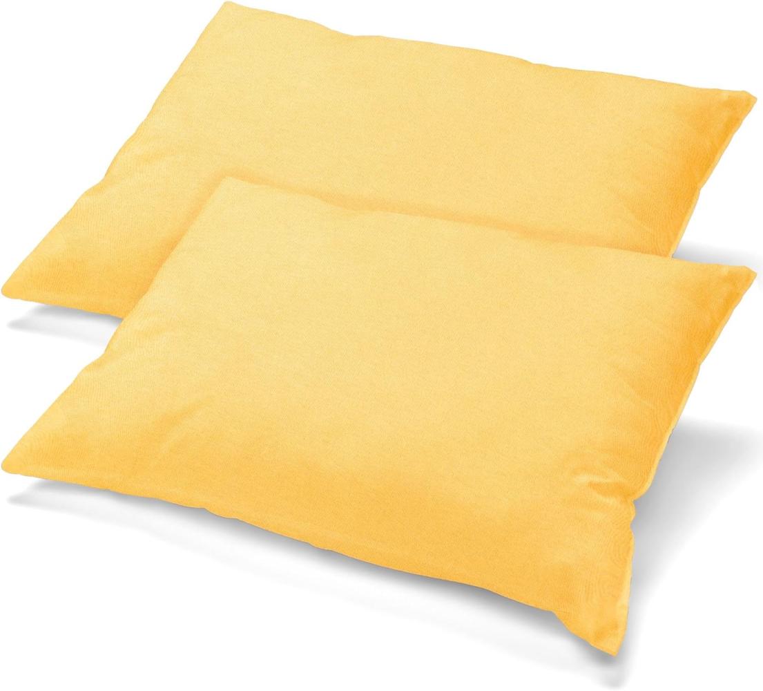 aqua-textil Classic Line Kissenbezug 2er-Set 40 x 80 cm Creme gelb Baumwolle Kissen Bezug Reißverschluss Jersey Kissenhülle Bild 1