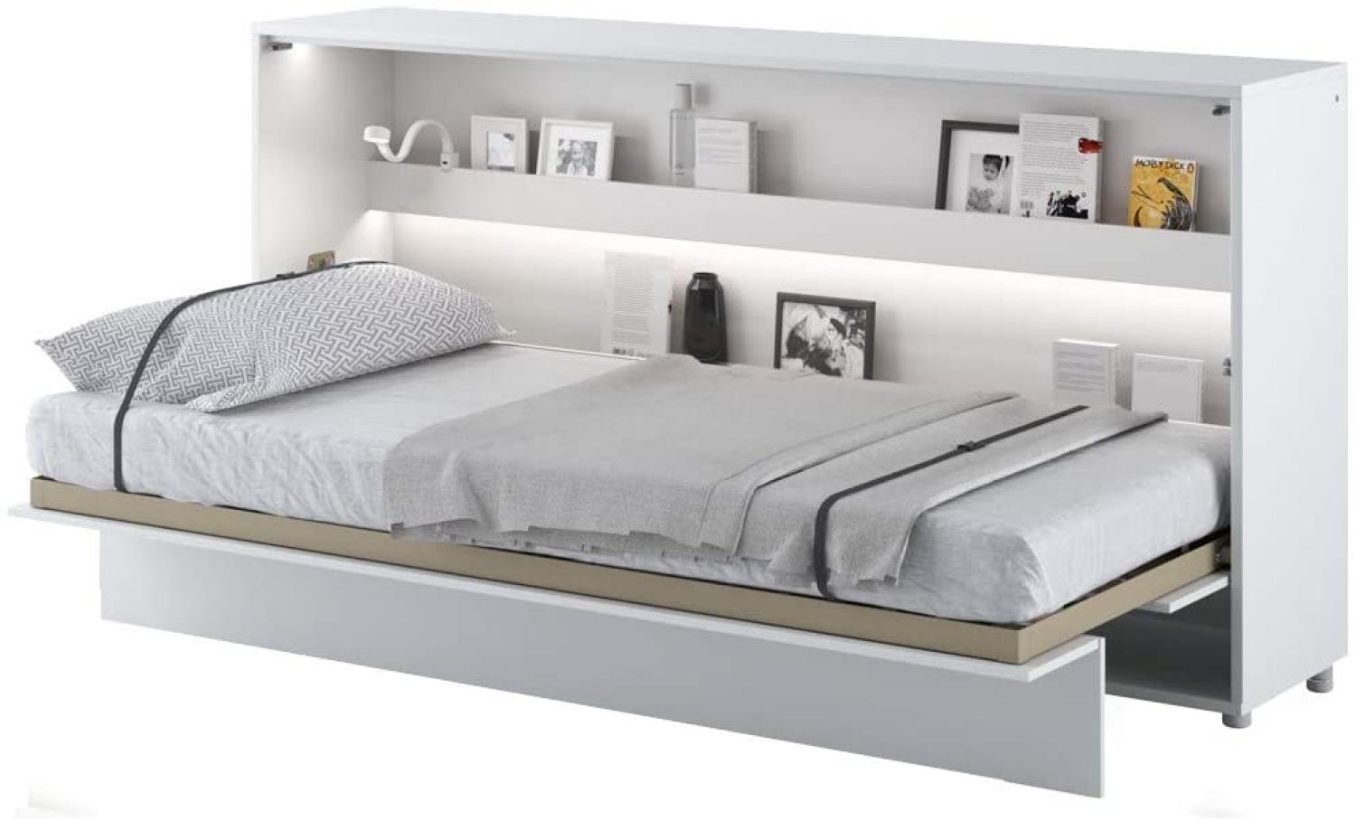 Schrankbett Bed Concept, Wandklappbett mit Lattenrost, V-Bett, Wandbett Bettschrank Schrank mit integriertem Klappbett Funktionsbett (BC-06, 90 x 200 cm, Weiß/Weiß, Horizontal) Bild 1