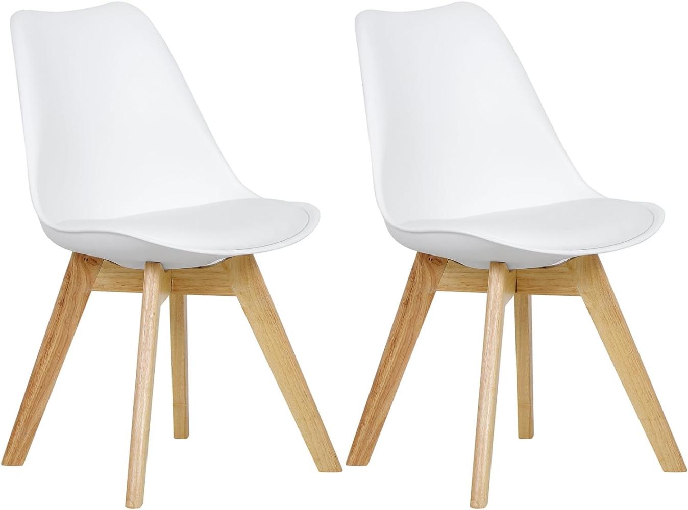 WOLTU BH29ws-2 2 x Esszimmerstühle 2er Set Esszimmerstuhl Design Stuhl Küchenstuhl Holz, Weiß Bild 1