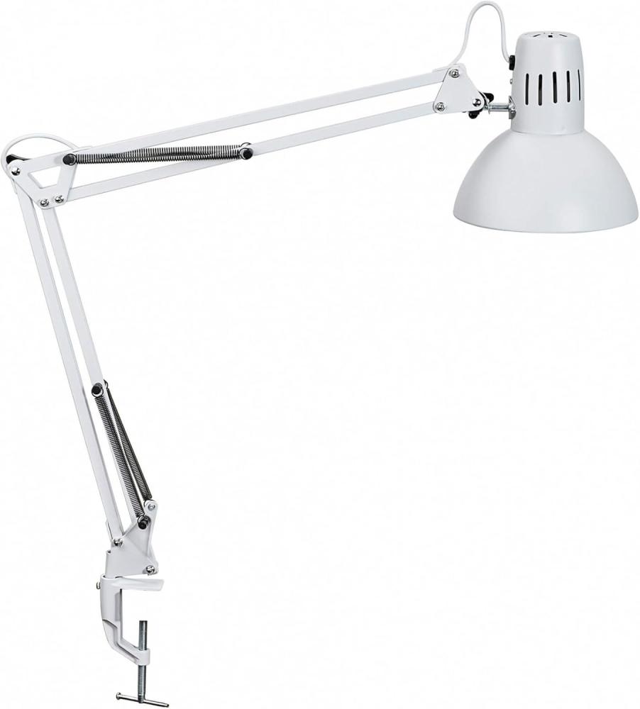 Maul LED Schreibtischlampe MAULstudy | Verstellbare Klemmleuchte mit Gelenkarm für Büro, Arbeitszimmer und Schreibtisch | Elegante Bürolampe aus Metall | Inklusive LED-Leuchtmittel | Weiß Bild 1