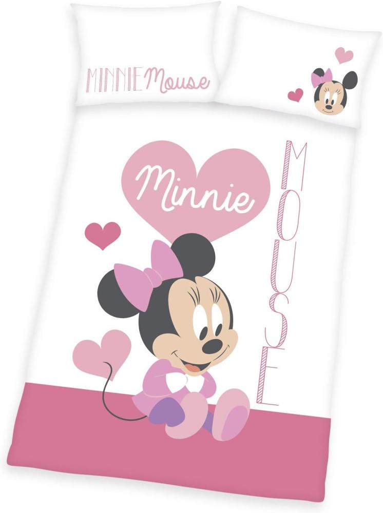 Herding Linon Baby Kinder Bettwäsche Disney Minnie Mouse 100x135 Herz rosa 84620 Bild 1