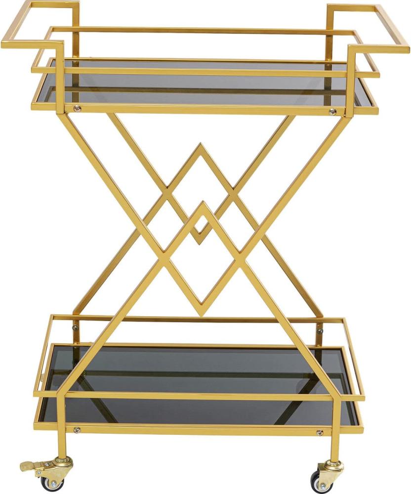Kare Design Servierwagen Pyramids, Accessoire, rollbar, Glas, Schwarz/Gold, Höhe 79cm Bild 1