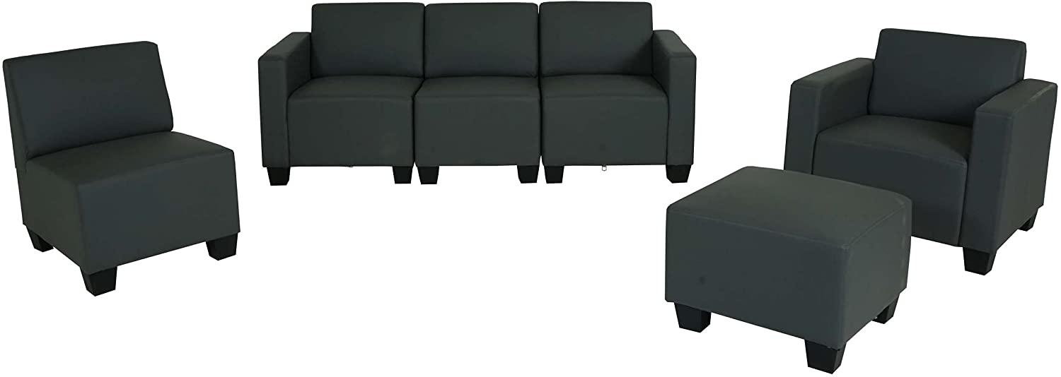 Modular Sofa-System Couch-Garnitur Lyon 3-1-1-1, Kunstleder ~ dunkelgrau Bild 1