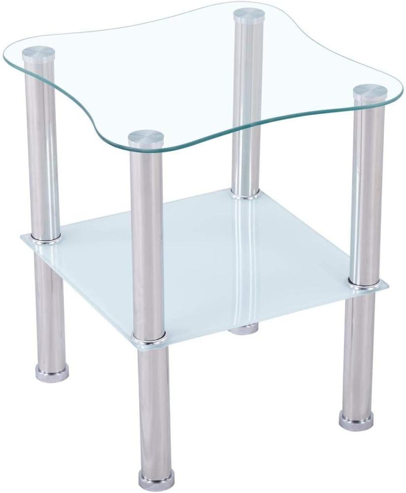 CasaXXl Couchtisch Glas mit Sicherheitsglas & Facettenschliff - Glastisch perfekt geeignet als Beistelltisch/Wohnzimmertisch 40x40x47cm (Abgerundet, Satiniert) Bild 1