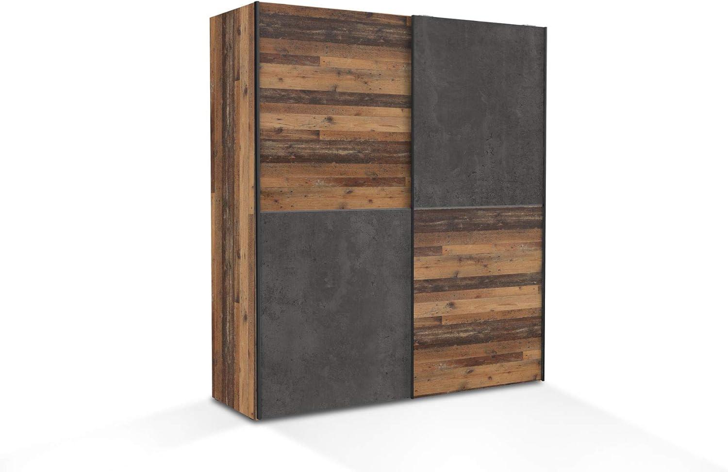 Möbel-Eins DELKO Schwebetürenschrank, Material Dekorspanplatte,  Old Wood vintagefarbig/dunkelgrau Bild 1