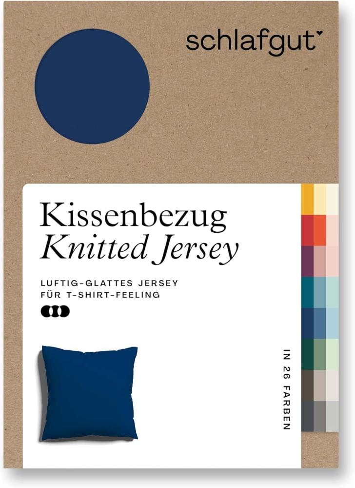 Schlafgut Knitted Jersey Bettwäsche | Kissenbezug einzeln 80x80 cm | blue-deep Bild 1