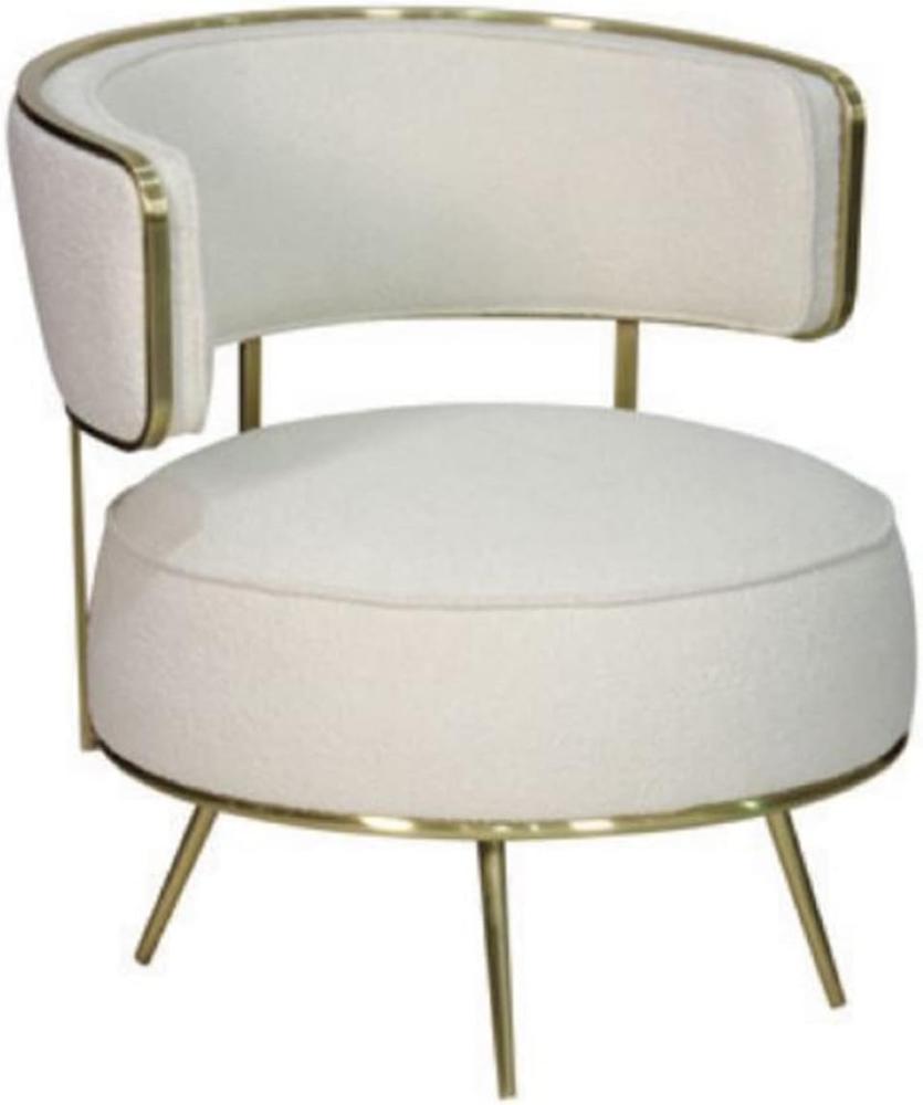 Casa Padrino Luxus Sessel Creme / Gold 76 x 72 x H. 81 cm - Wohnzimmer Sessel - Hotel Sessel - Wohnzimmer Möbel - Hotel Möbel - Luxus Möbel - Luxus Einrichtung Bild 1