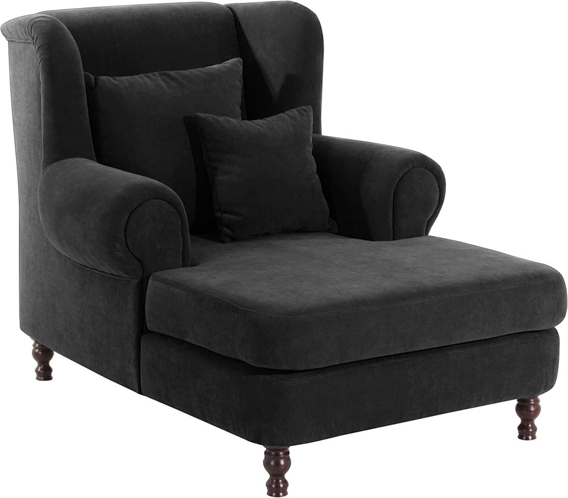 Big-Sessel inkl. 2x Zierkissen 55x55cm + 40x40cm MAREILLE-23 Veloursstoff Farbe schwarz Sitzhärte mittel Bild 1