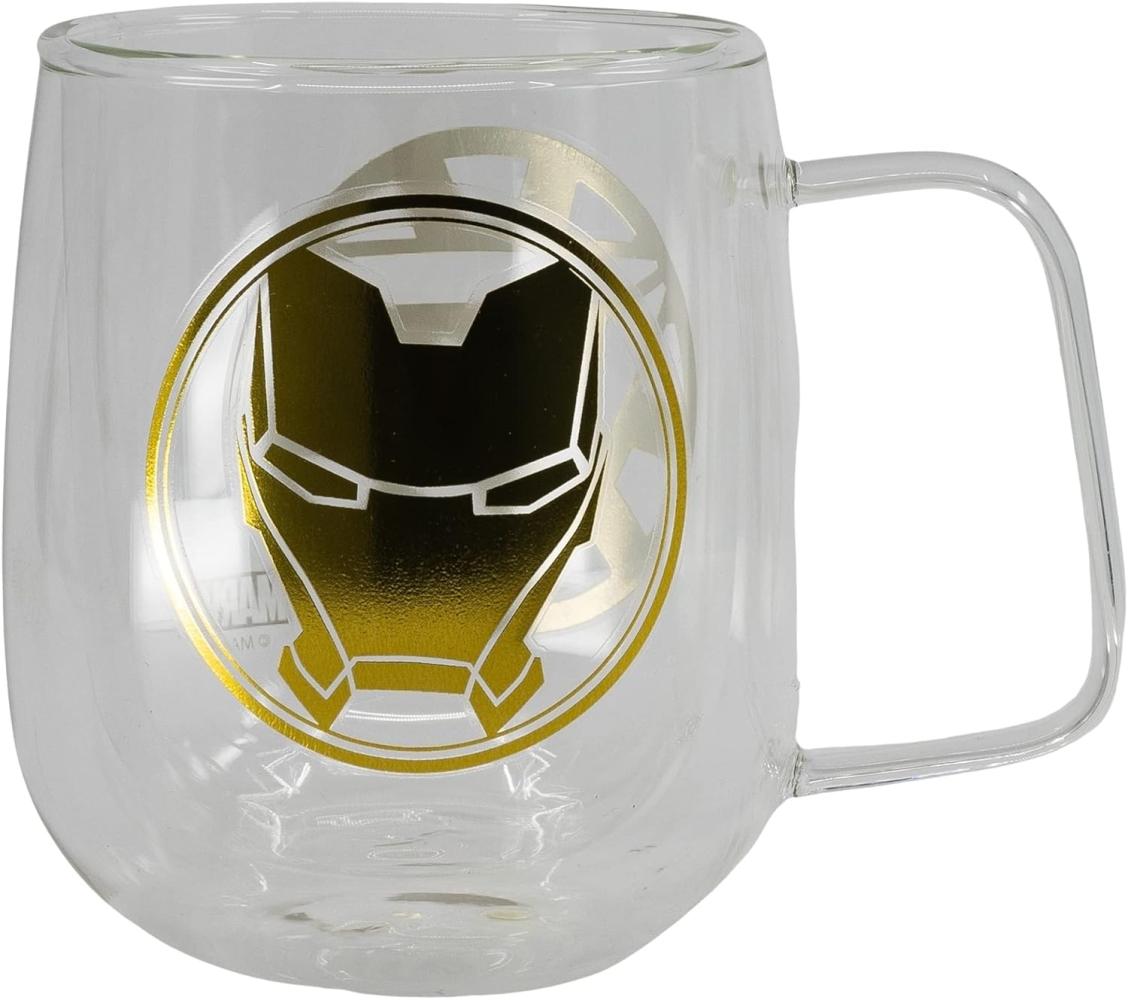 Glastasse mit Doppel-Wand Iron-Man ca. 290 ml Avengers Sammlertasse aus Glas Bild 1