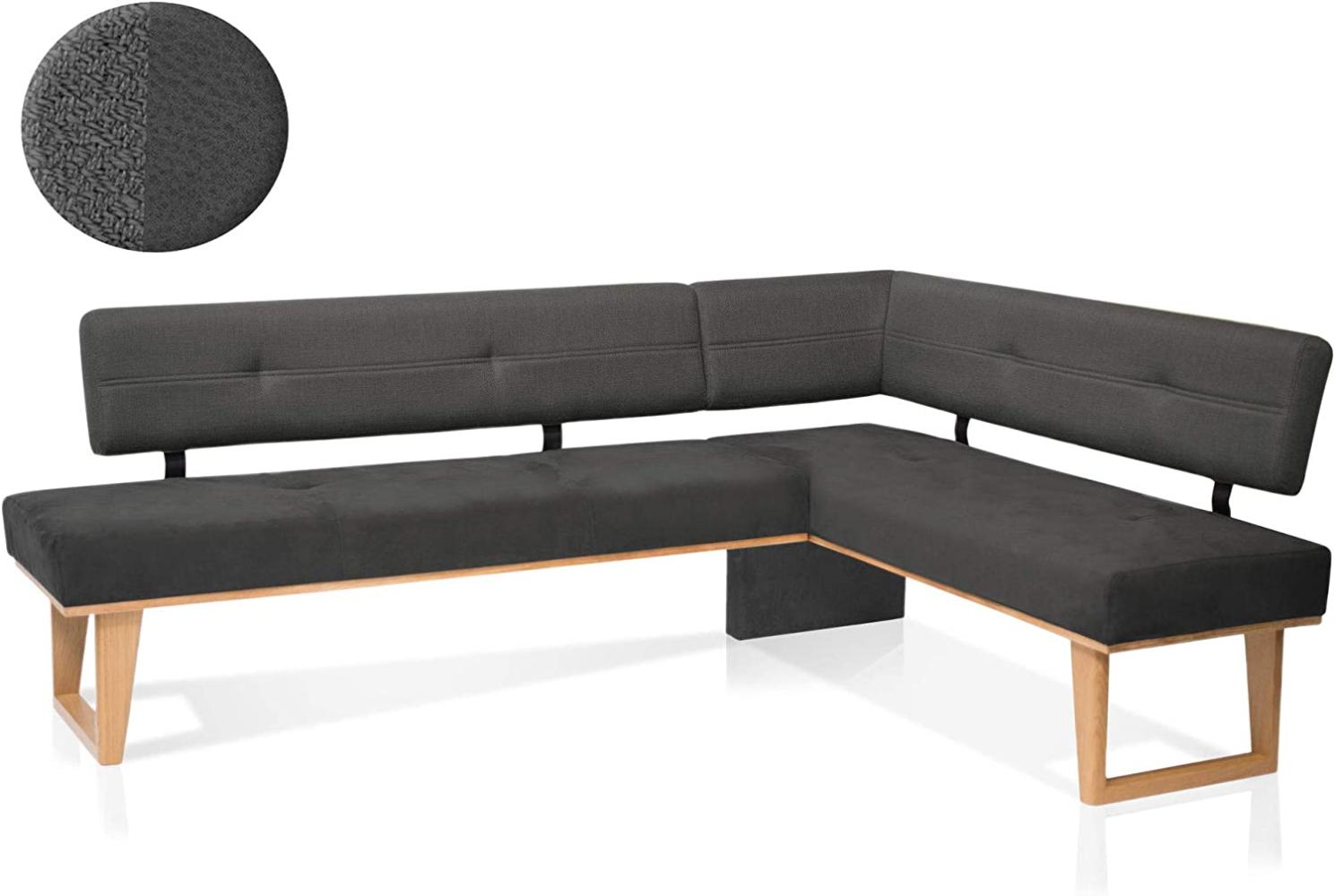 Möbel-Eins COLMI Eckbank, Material Massivholz/Bezug Stoff Eiche 192 x 167 cm dunkelgrau Bild 1