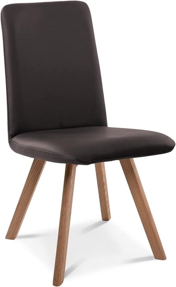 Möbel-Eins GLORIA Polsterstuhl, Gestell Massivholz braun ohne Drehfunktion Echtleder Bild 1