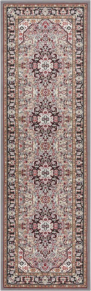 Orientalischer Kurzflor Teppich Skazar Isfahan Grau - 80x250x0,9cm Bild 1